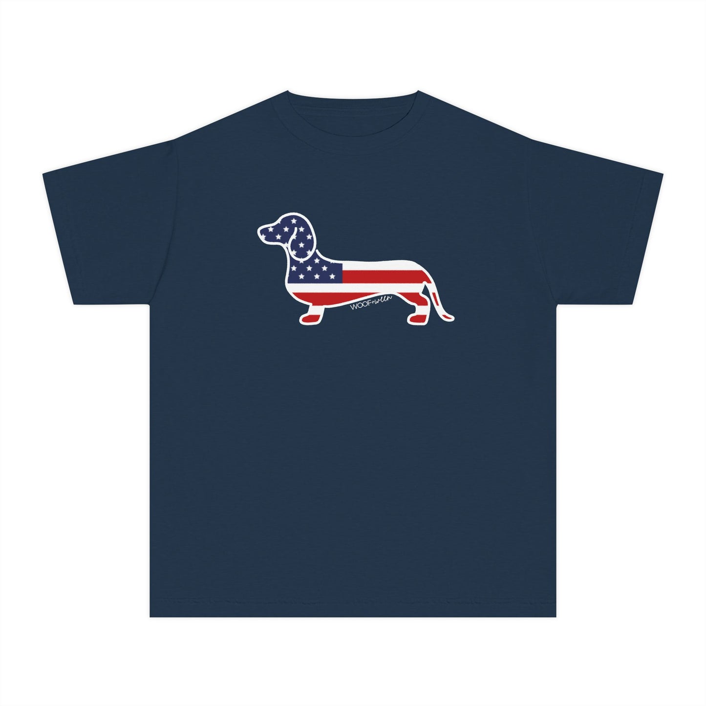 YOUTH Dachshund Tee - American Flag  Doxie