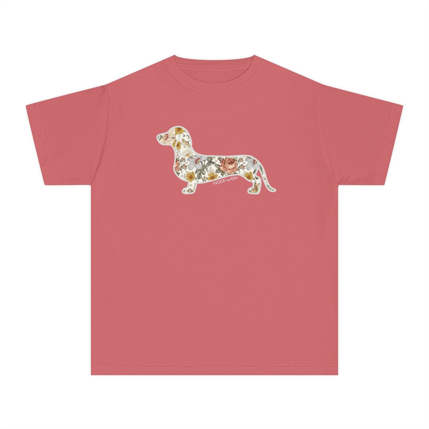 YOUTH Dachshund Tee - Flower Fields Doxie