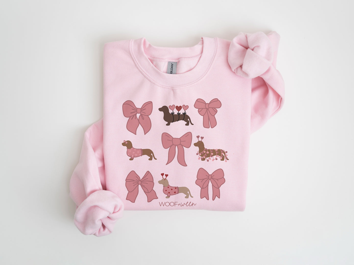 Dachshund Sweatshirt - Pink Coquette Bows Valentines Doxies