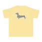 YOUTH Dachshund Tee - Black Checkered Doxie