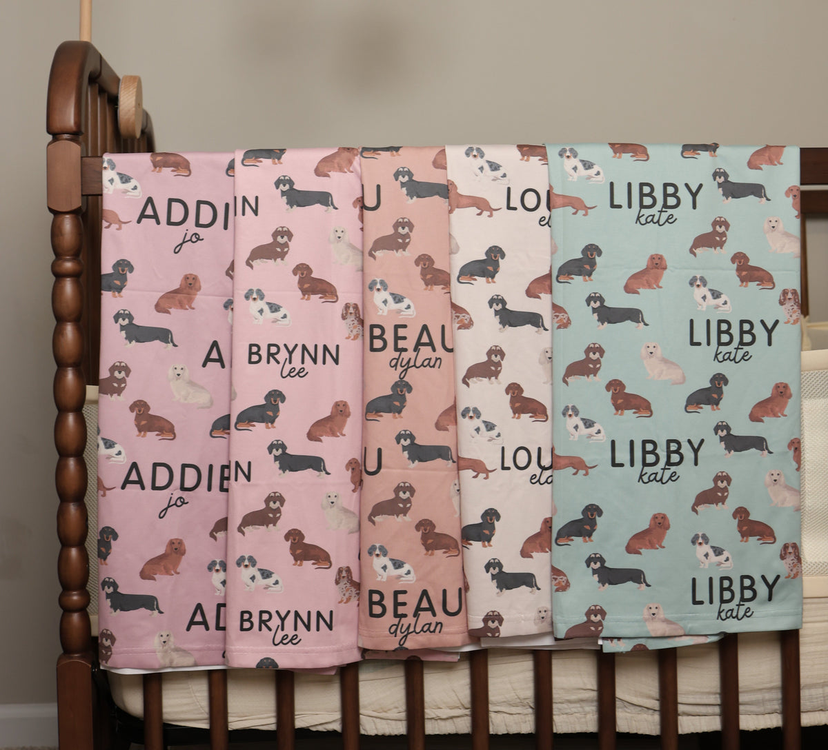 Dachshund Baby Swaddle Blanket - Dachshunds Custom Name