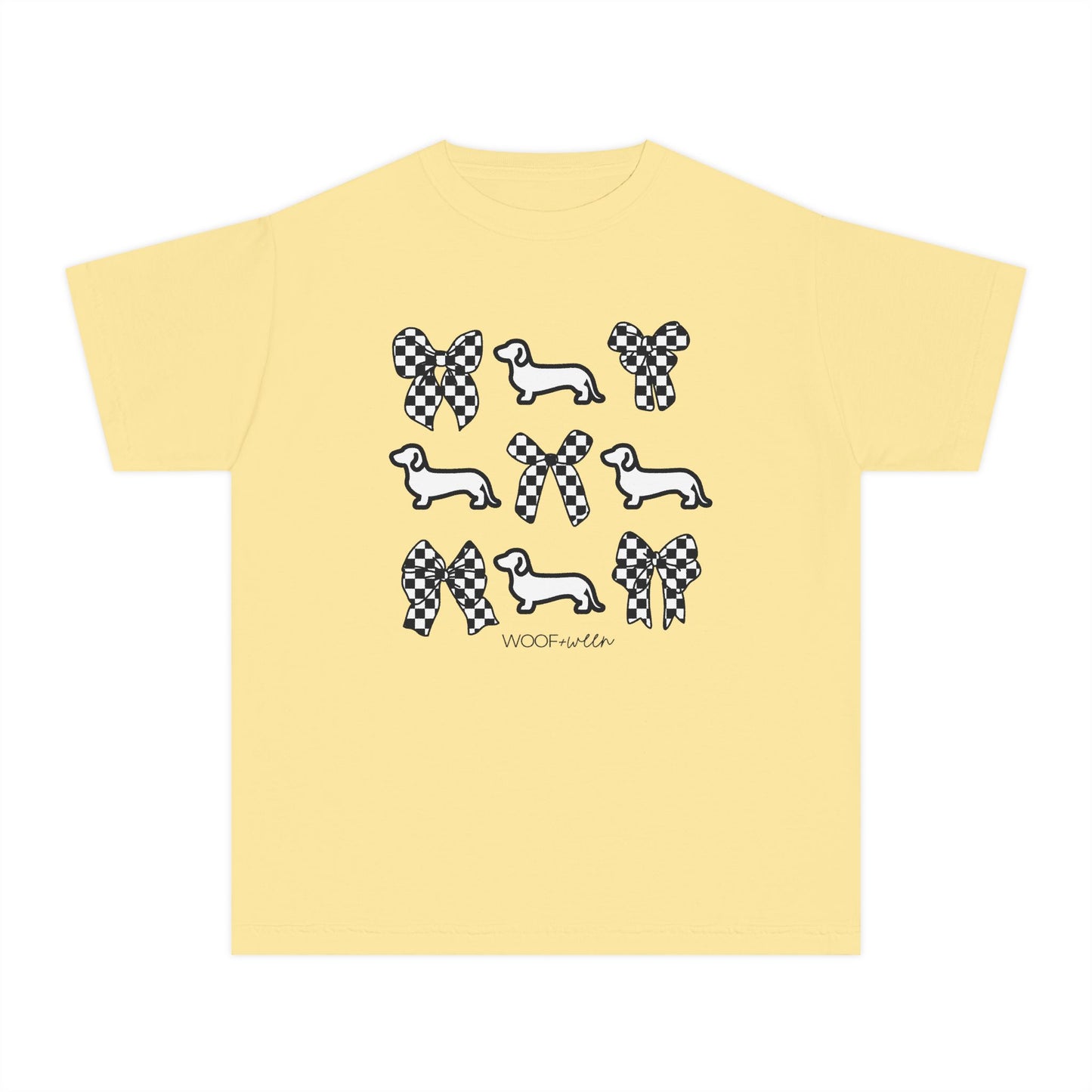 YOUTH Dachshund Tee - doxies and checkered bows