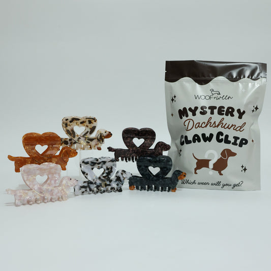 Mystery dachshund claw clip collection all 6 designs WOOF+WEEN doxie hair clip