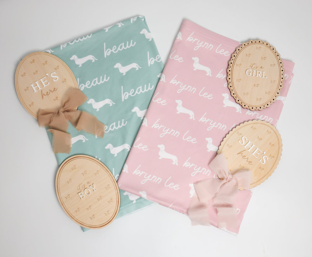 Dachshund Baby Swaddle Blanket - Dachshunds Custom Name