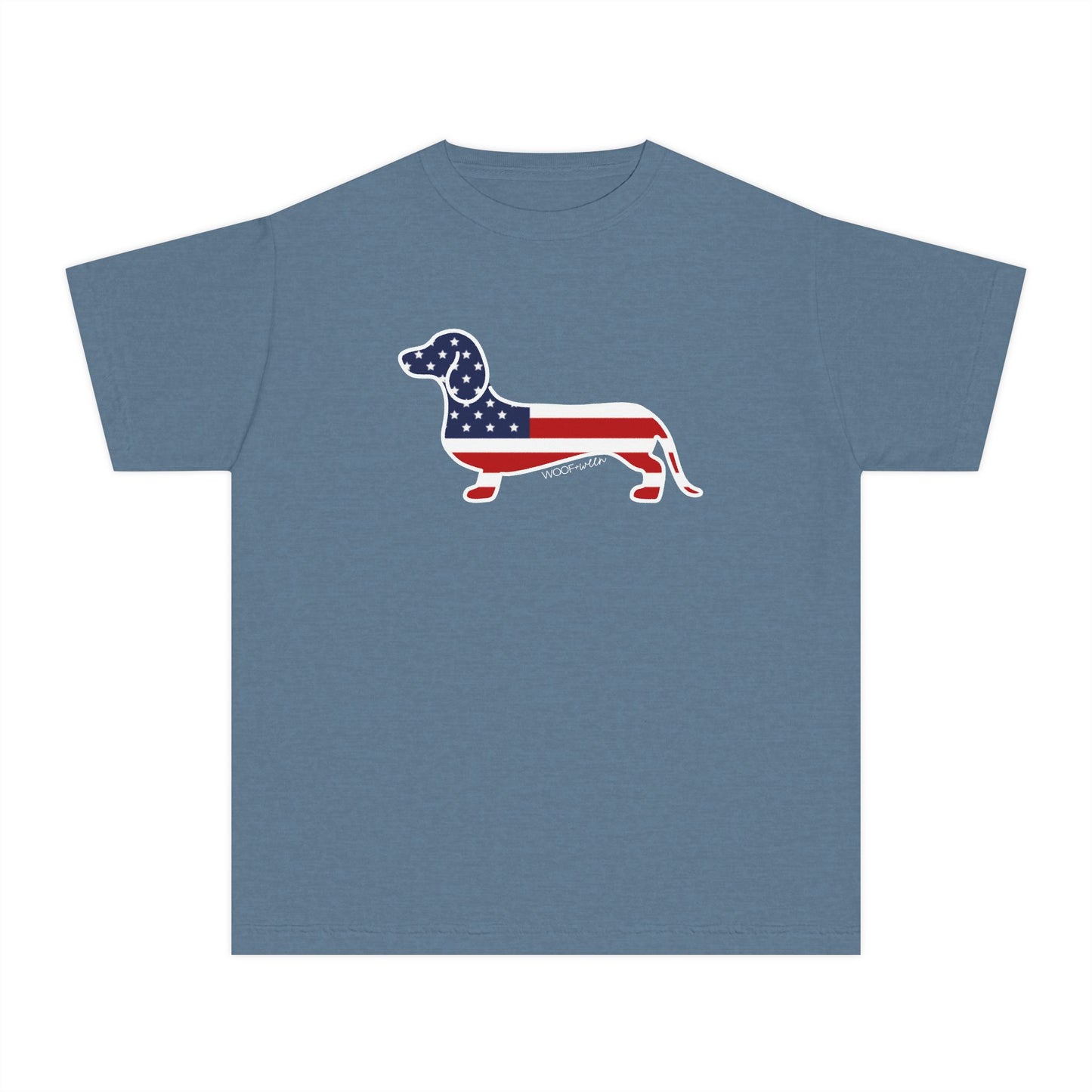 YOUTH Dachshund Tee - American Flag  Doxie