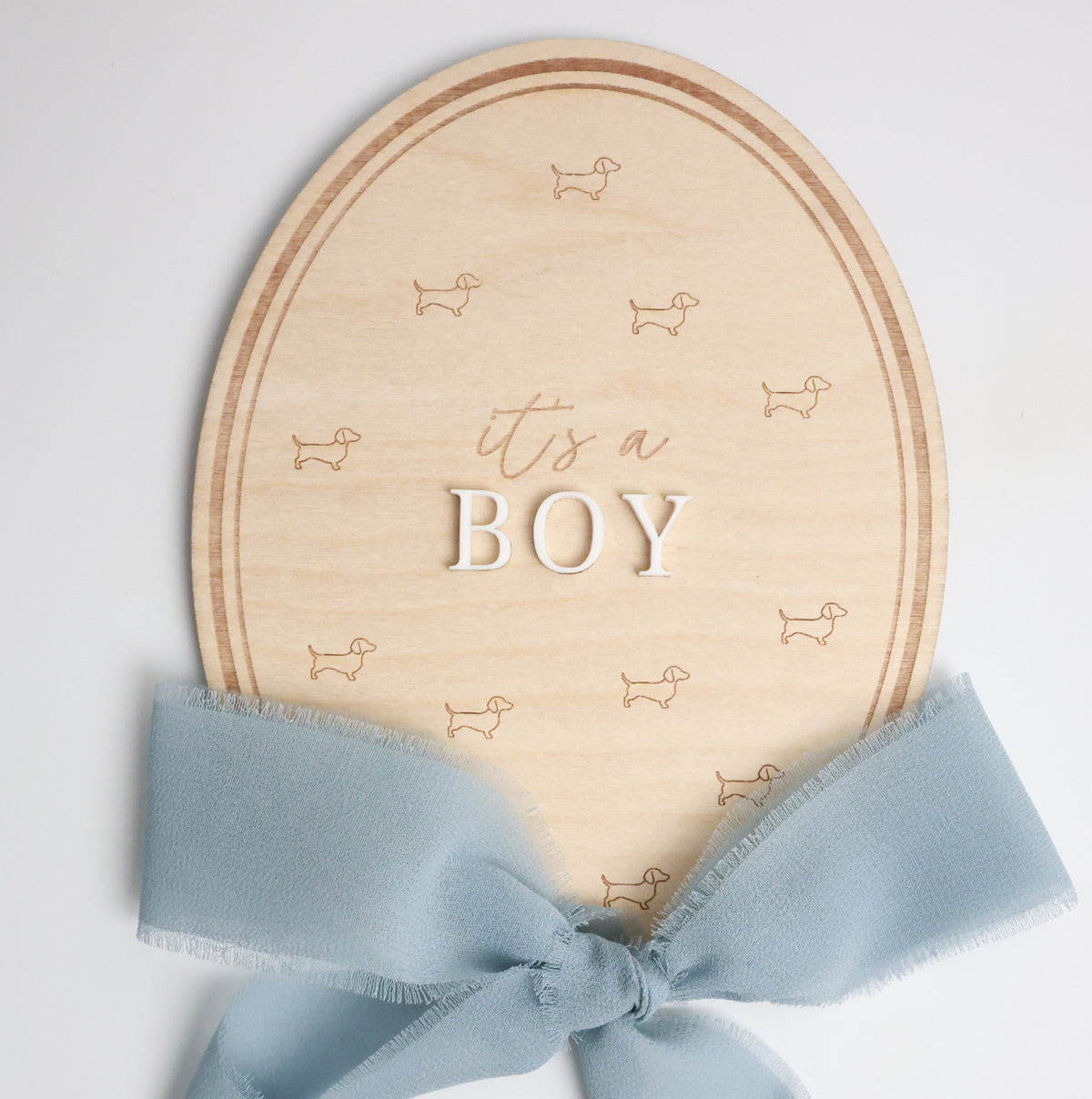 Dachshund Wooden Baby Annoucement - It’s a Boy