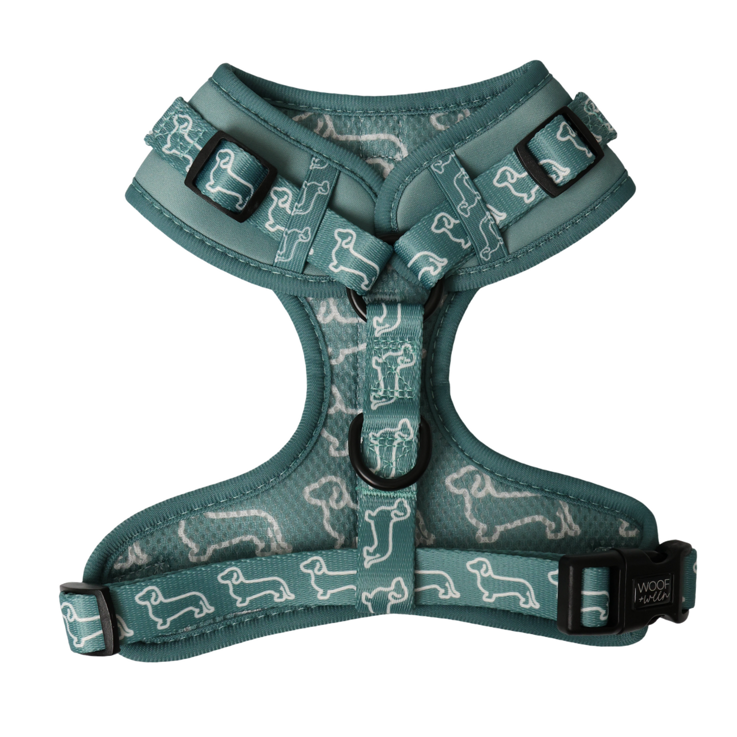 Adjustable Dachshund Harness - Teal Doxies