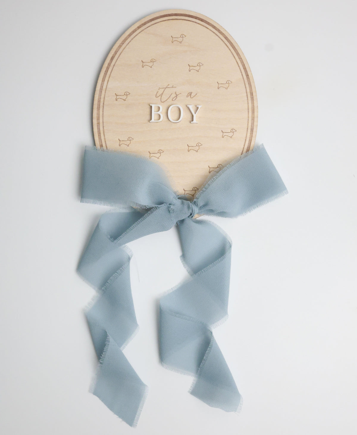 Dachshund Wooden Baby Annoucement - It’s a Boy