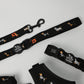 Halloweenie Doxies dachshund leash close up embroidered doxie detail Halloween
