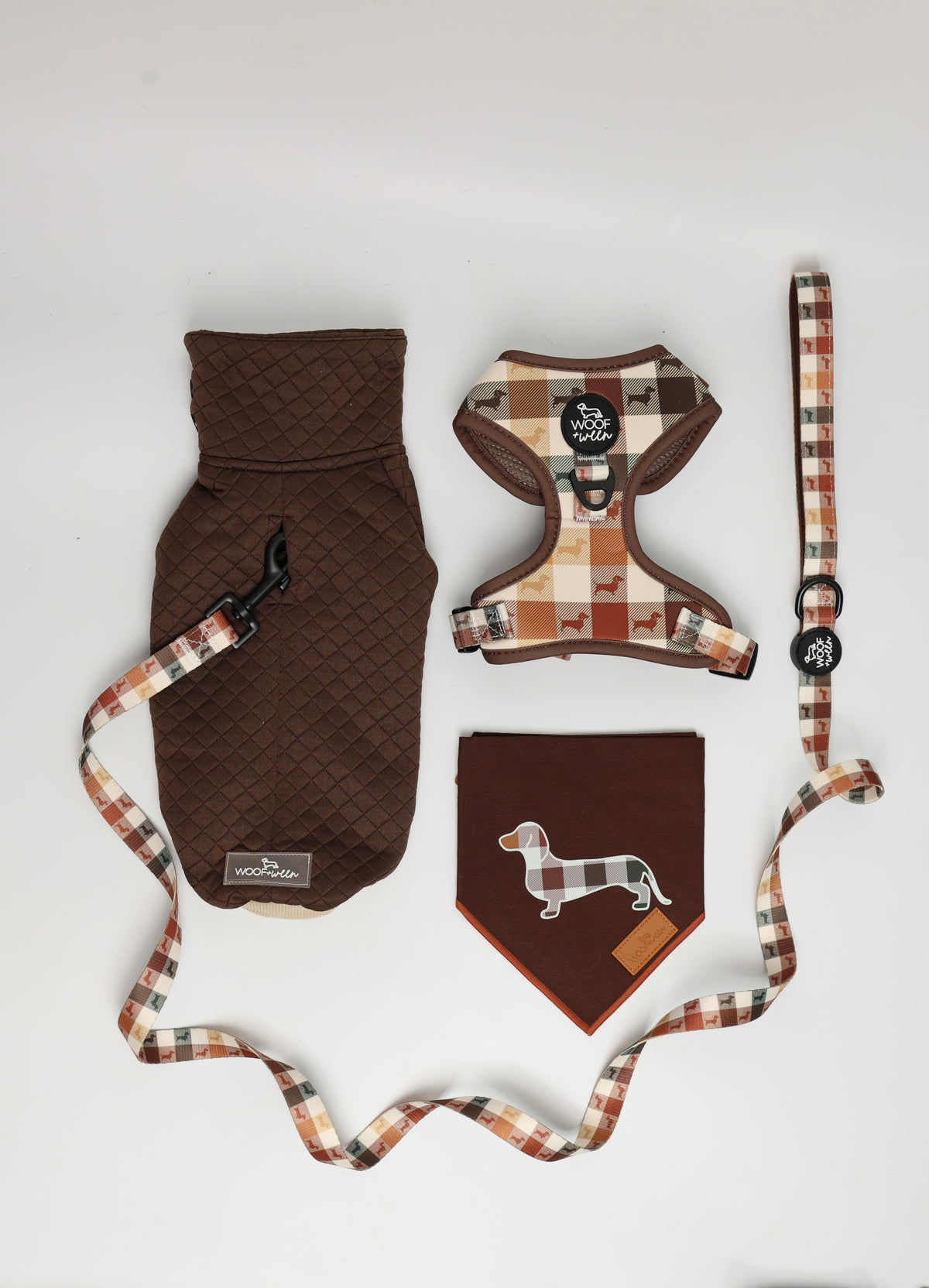 Dachshund Sweater - Chocolate Brown Quilted Turtleneck Sweater