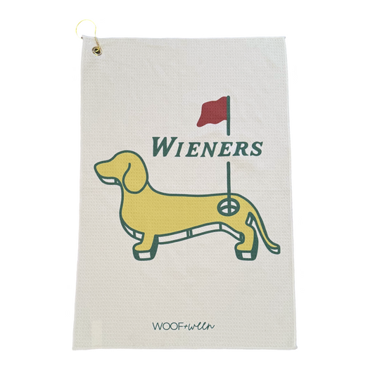 Dachshund Golf Towel - Weens on the Greens (White Waffle)