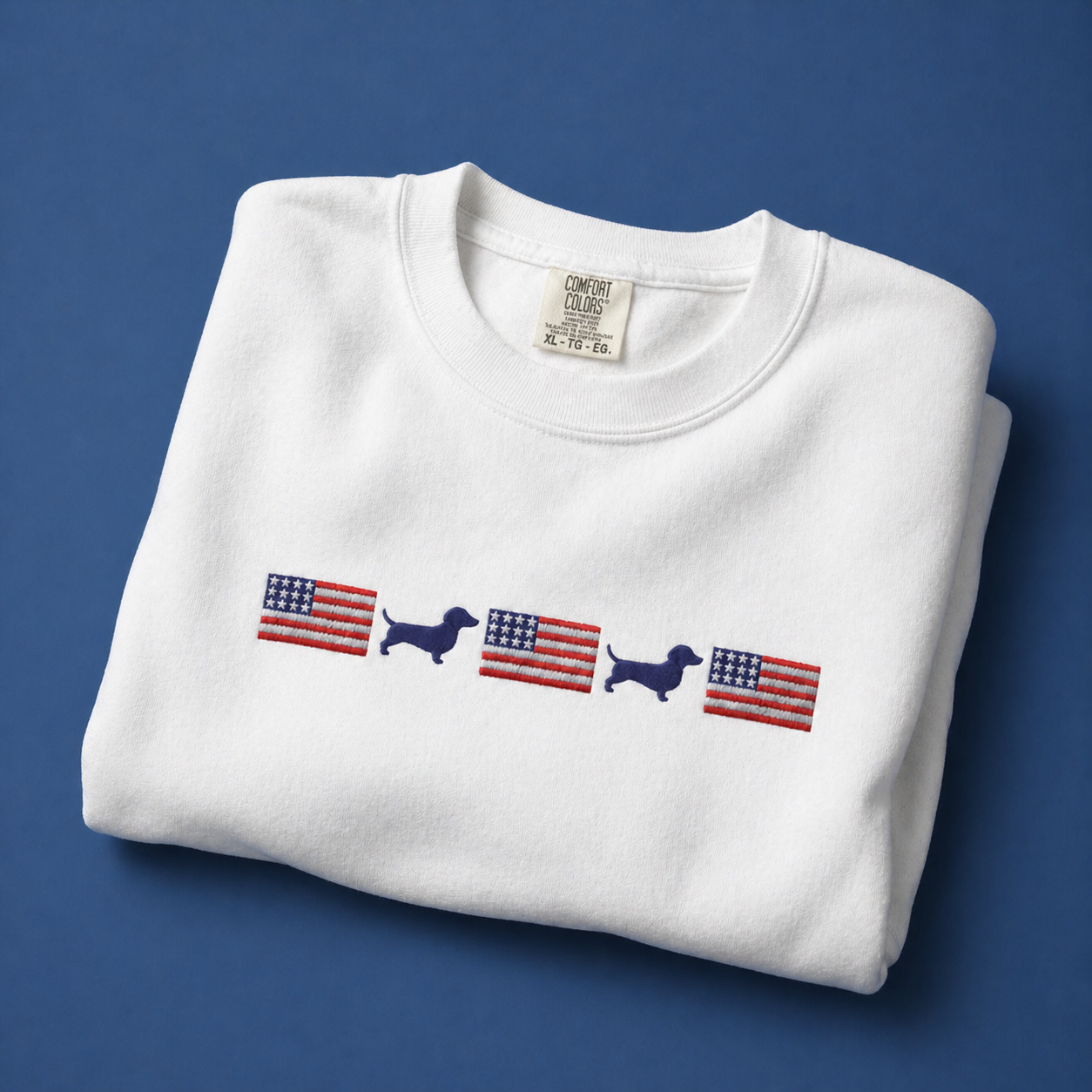 Embroidered Dachshund Sweatshirt - USA Doxies - Premium Crewneck