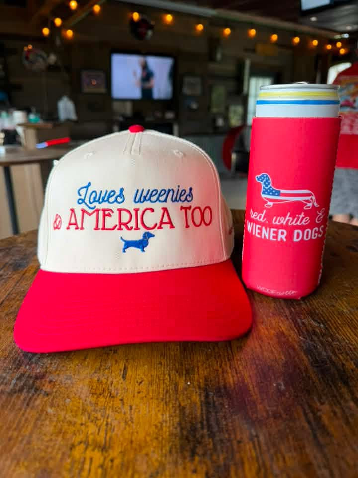 Dachshund Can Cooler - Red White and Wiener Dogs