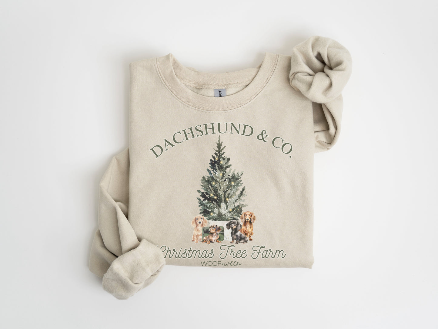 Sweatshirt - VINTAGE DACHSHUND CHRISTMAS TREE FARM