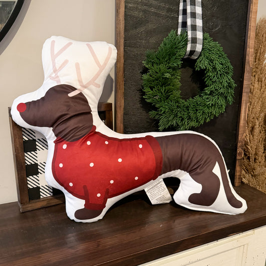 Dachshund Pillow - DACHSHUND REINDEER