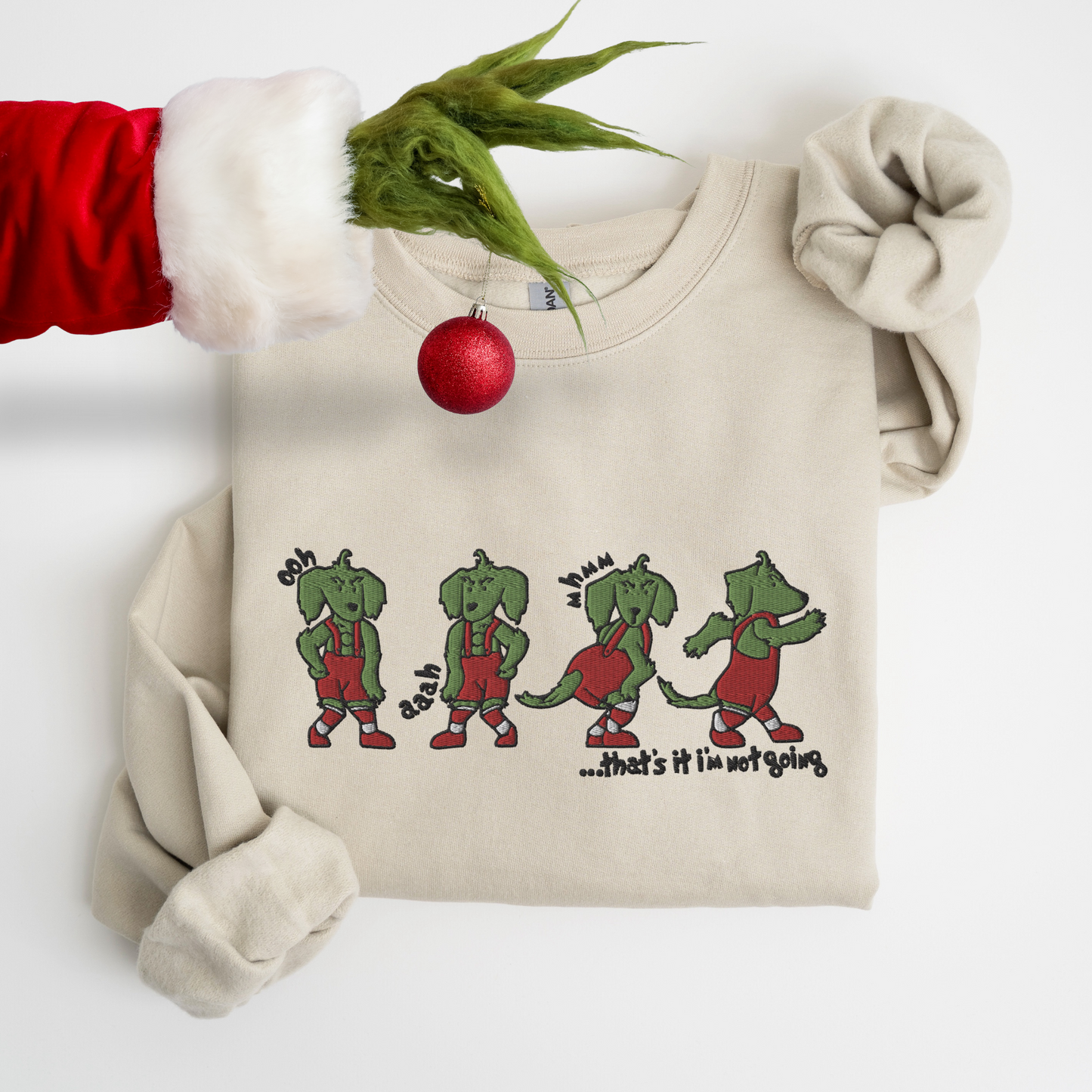 Embroidered Dachshund Grinch Sweatshirt - WEENVILLE - Thats It I'm Not Going