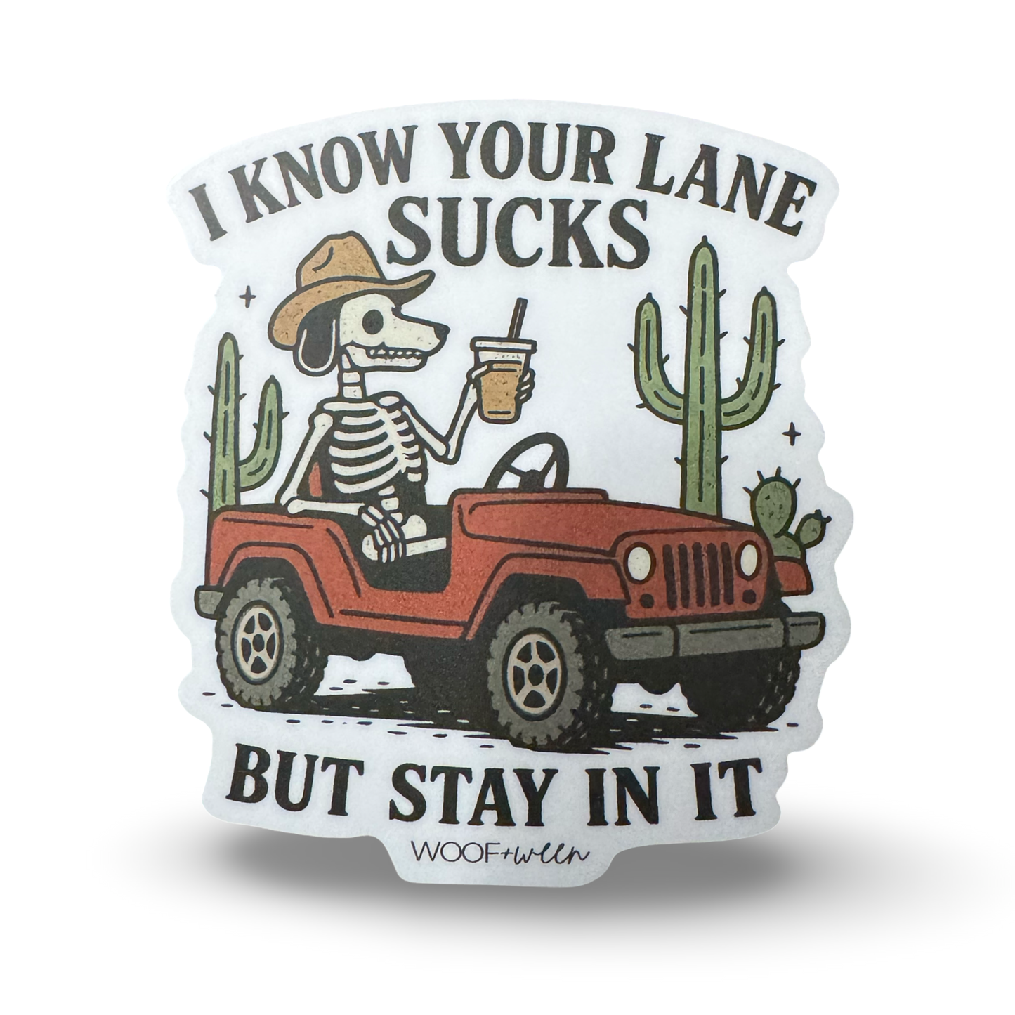 Dachshund Sticker - stay in your lane doxie