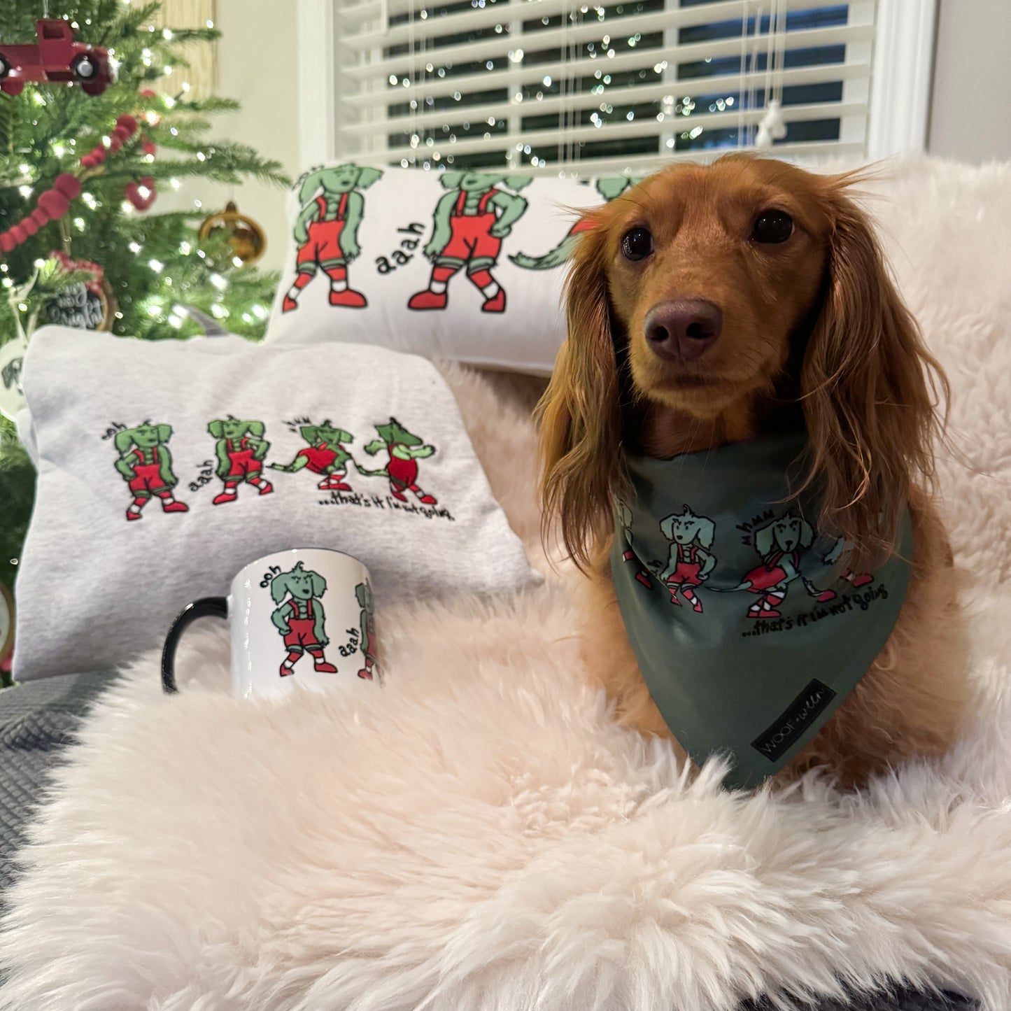 Dachshund Bandana - Doxie Grinch Inspired - Thats it im not going