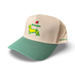 Beige and green dachshund golf masters hat from woof+ween