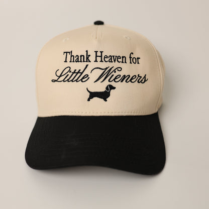 Dachshund Cap with 'Thank Heaven for Little Wiener' text and dachshund graphic 