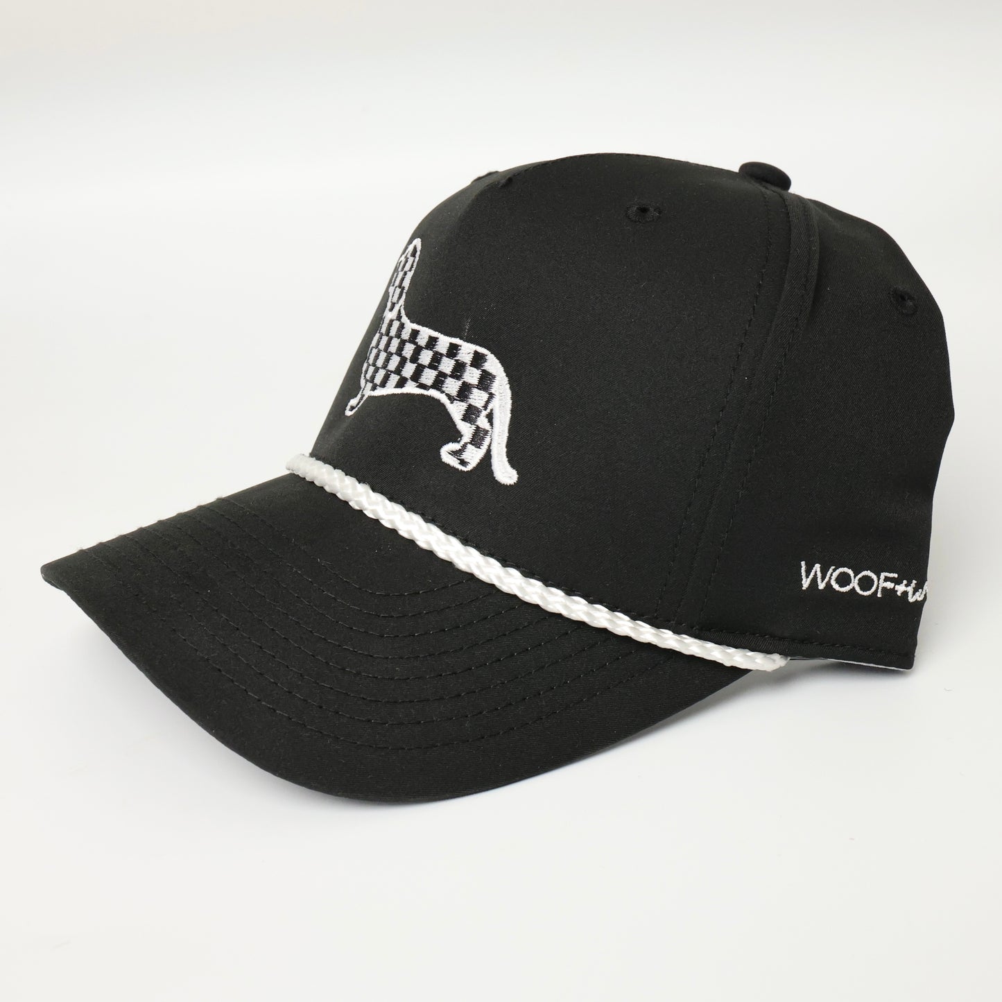 Dachshund Rope Hat - Black checkered doxie