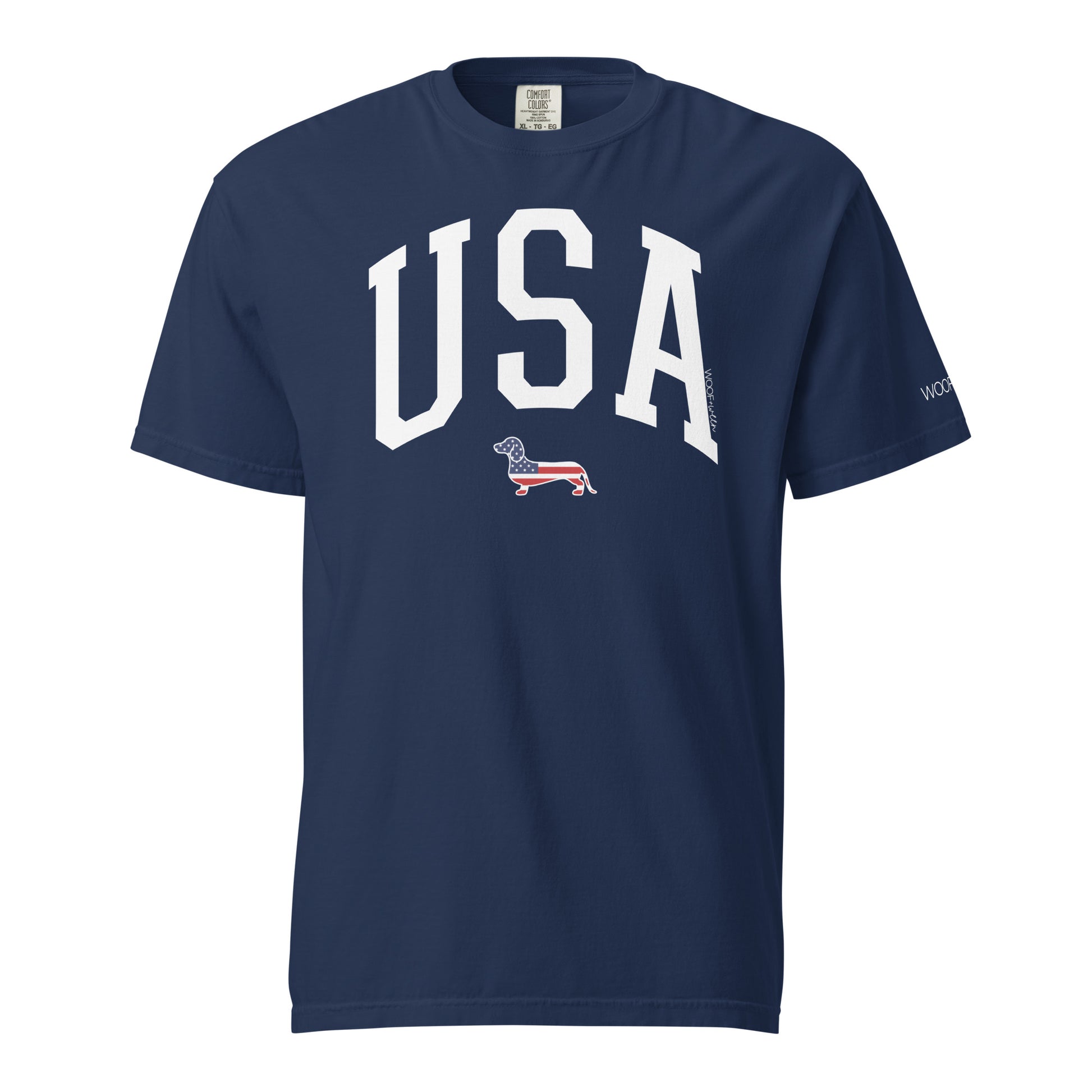 USA american flag dachshund navy tshirt