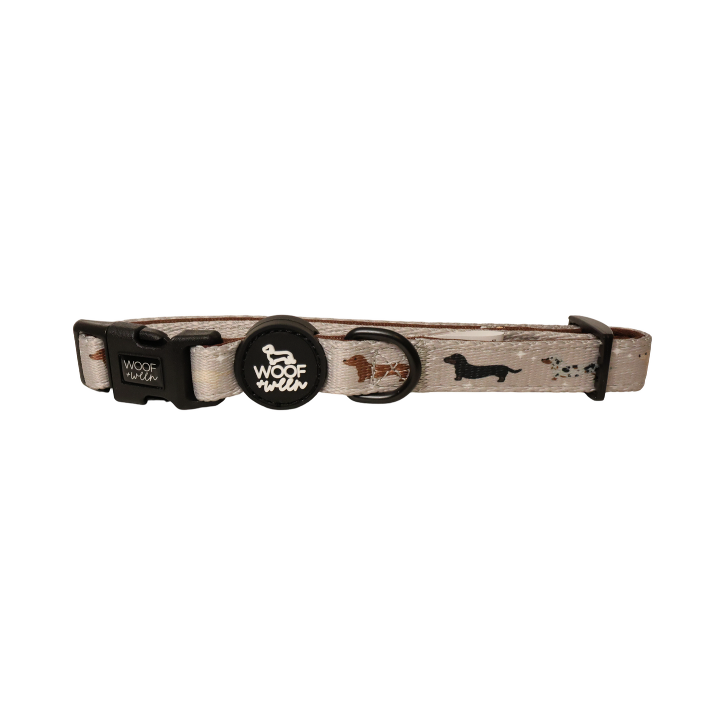 Dachshund collar tan with doxies and wiener dogs