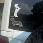 Black Duck Camo dachshund bumper sticker on laptop