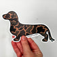 WOOF+WEEN Black Duck Camo long-haired dachshund bumper sticker