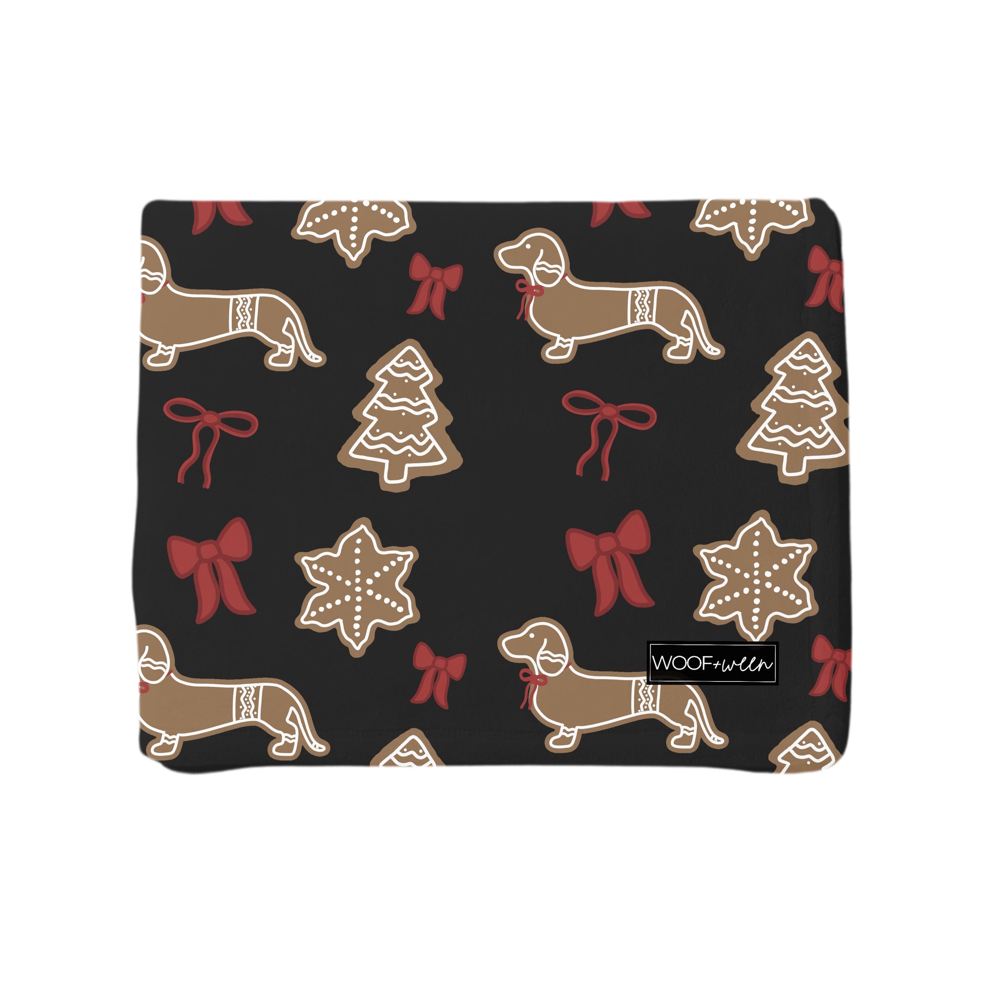 black dachshund gingerbread christmas throw blanket