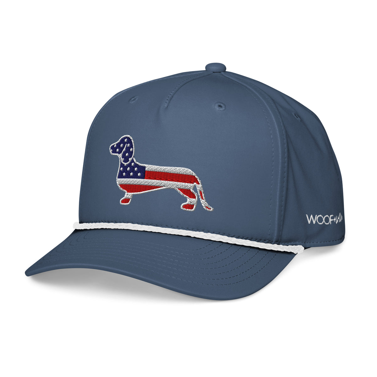Flag Rope Hat Embroidered Rope Hat - American Flag Doxie – WOOF + WEEN