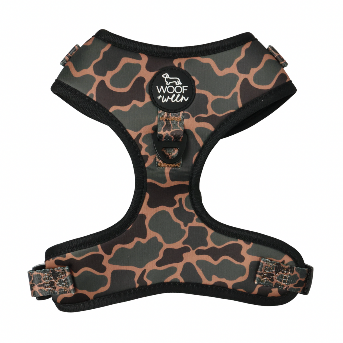 Dachshund wearing Black Duck Camo adjustable harness