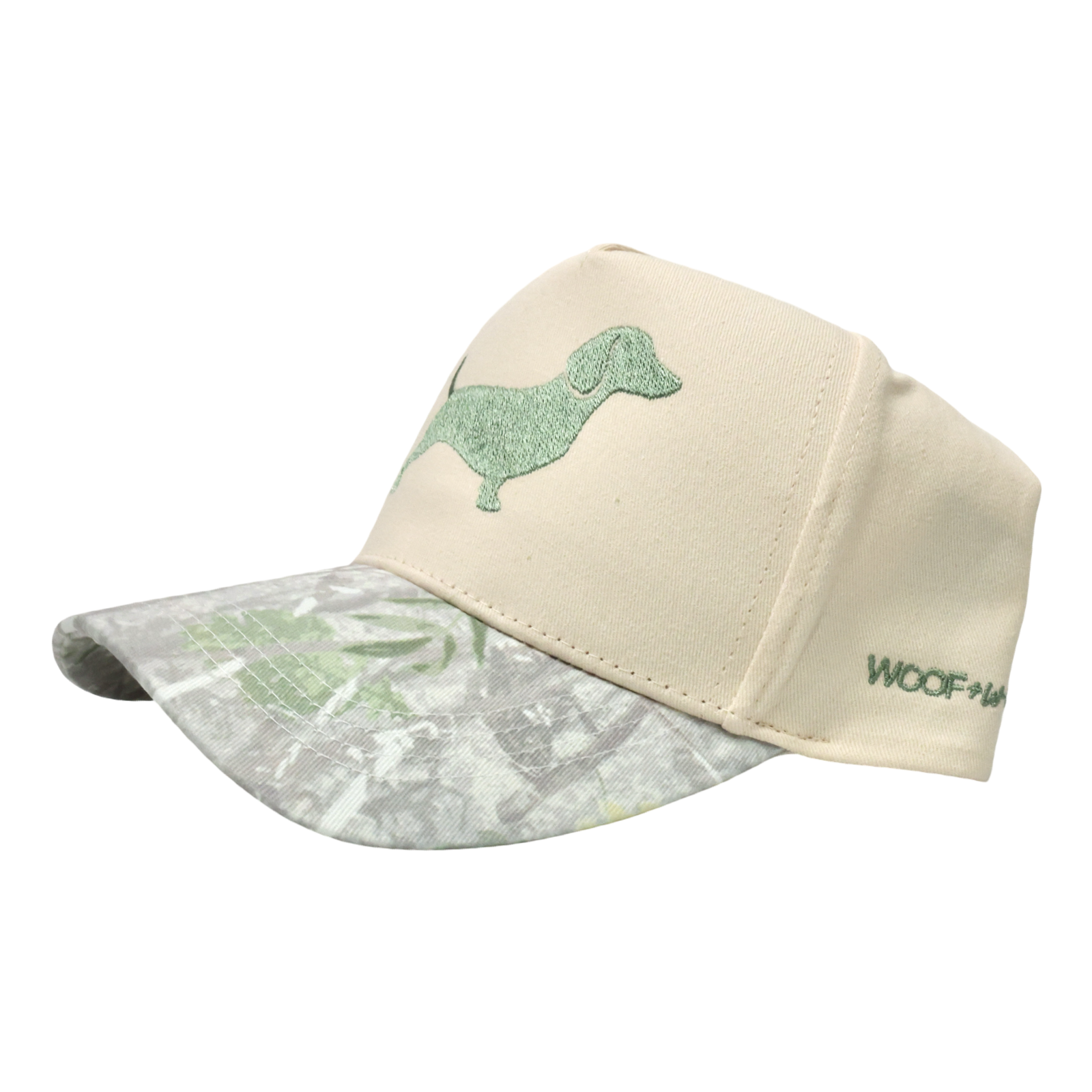 Camo dachshund hat detail, doxie gift for wiener dog dads