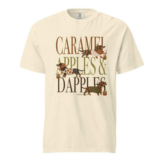 Dachshund Caramel Apples and Dapple Dachshunds t-shirt in ivory