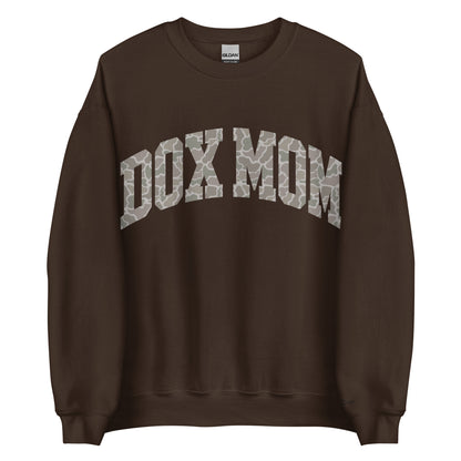 Dachshund mom sweatshirt in dark chocolate duck camo print for doxie moms