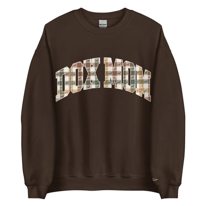 Dachshund Mom Fall Plaid crewneck sweatshirt in dark chocolate brown