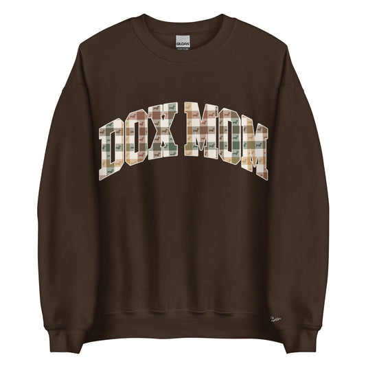 Dachshund Mom Fall Plaid crewneck sweatshirt in dark chocolate brown