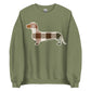 Dachshund Fall Doxie Plaid crewneck sweatshirt in military green