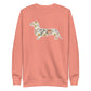 Premium dachshund Flower Fields sweatshirt in dusty rose, doxie floral print fleece crewneck