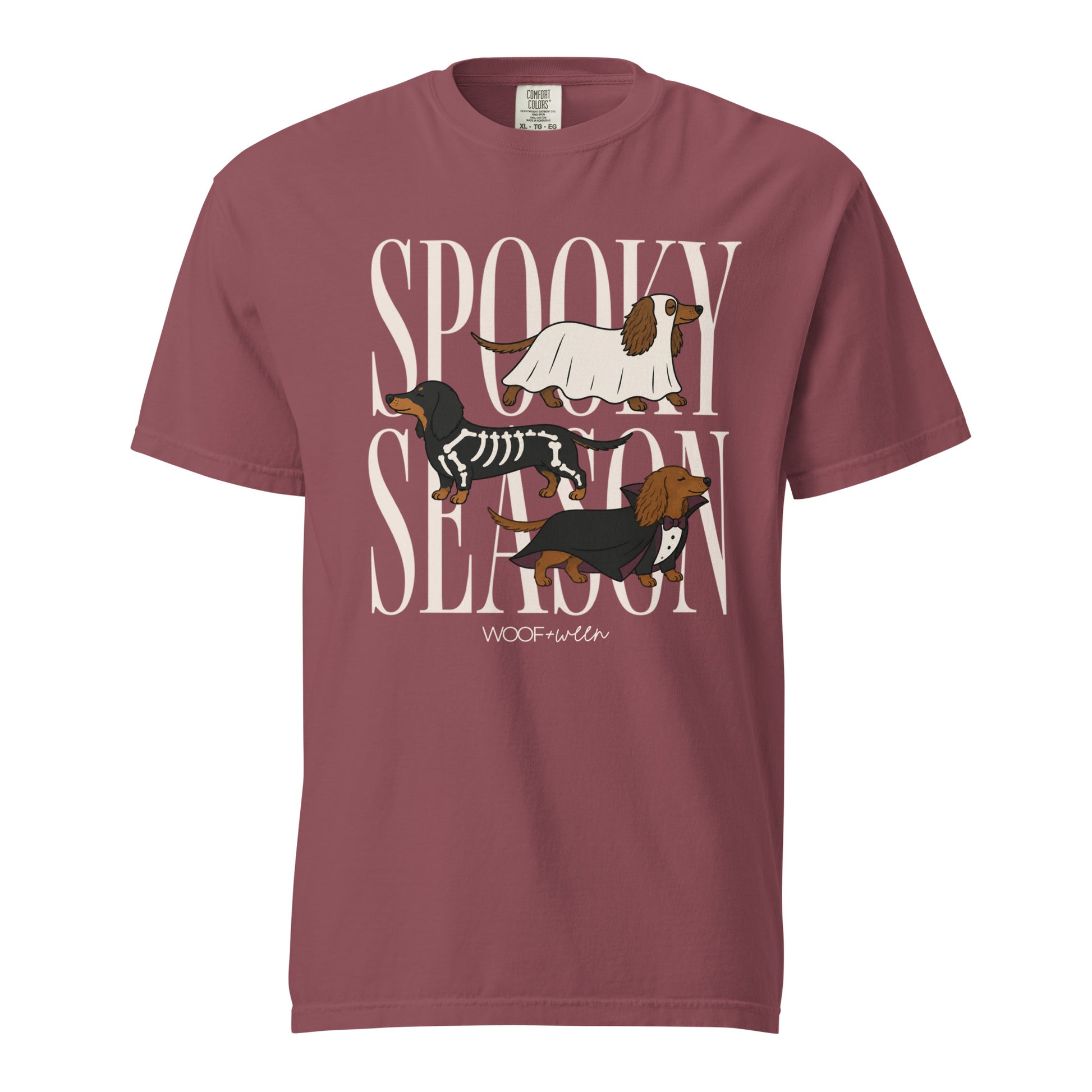 Dachshund Halloween Spooky Season t-shirt in brick red