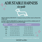 Dachshund harness size chart for Black Duck Camo adjustable harness, XXS to L
