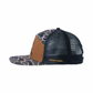 Dachshund hat in Black Duck Camo, five-panel snapback with mesh back, back view