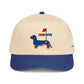 Royal blue dachshund hat, doxie open wiener dog embroidered cap front view