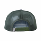 Dachshund hat in Duck Camo, five-panel snapback with mesh back, angled view