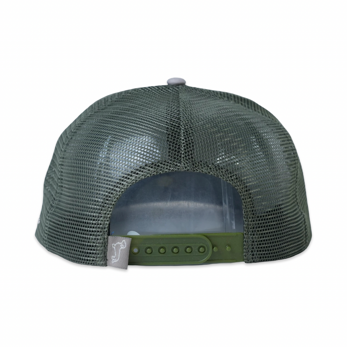 Dachshund hat in Duck Camo, five-panel snapback with mesh back, angled view