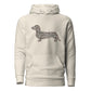 Dachshund hoodie in Duck Camo print, oatmeal heather colorway