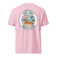 Dachshund Hot Dog Beach Club shirt in blossom pink, doxie beach tee