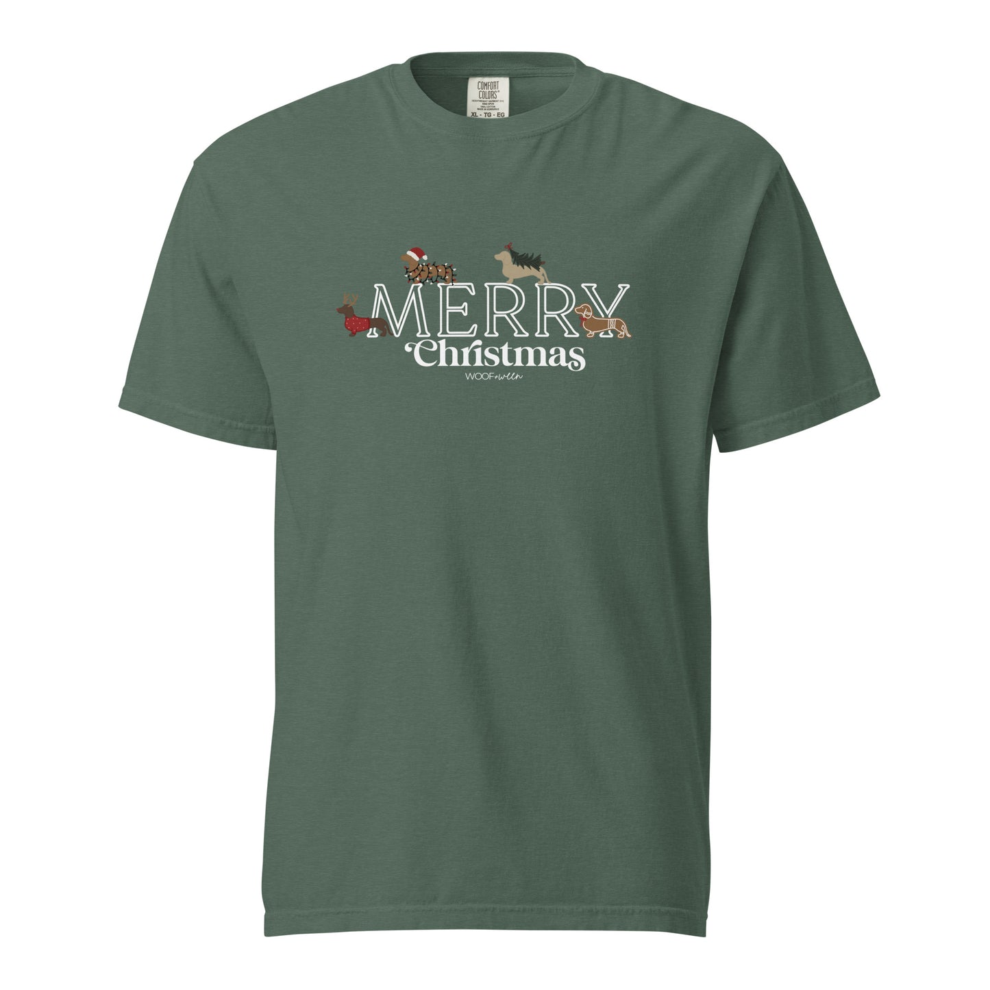 merry christmas shirt with dachshunds and doxie holiday theme