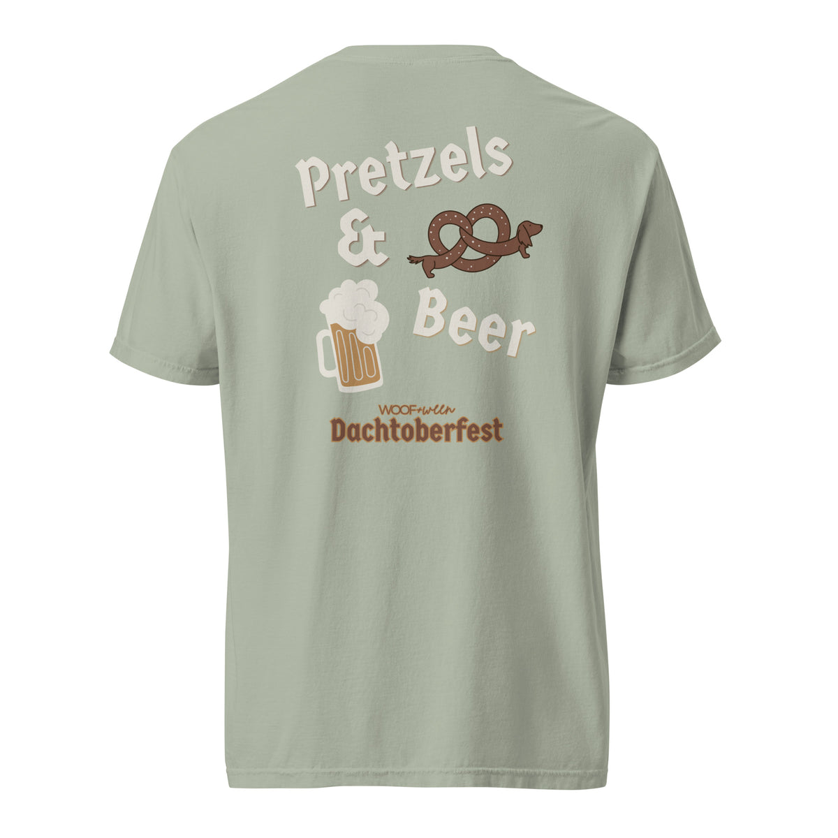 Dachshund Oktoberfest shirt in bay, back print on Comfort Colors garment-dyed tee