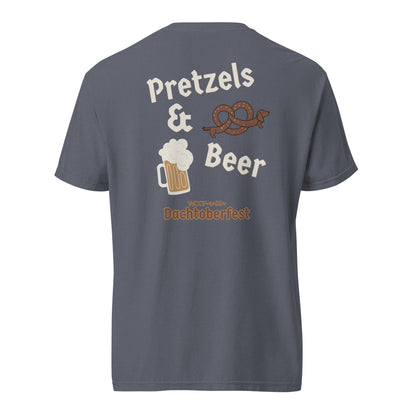 Dachshund Oktoberfest shirt in denim, back print on Comfort Colors garment-dyed tee